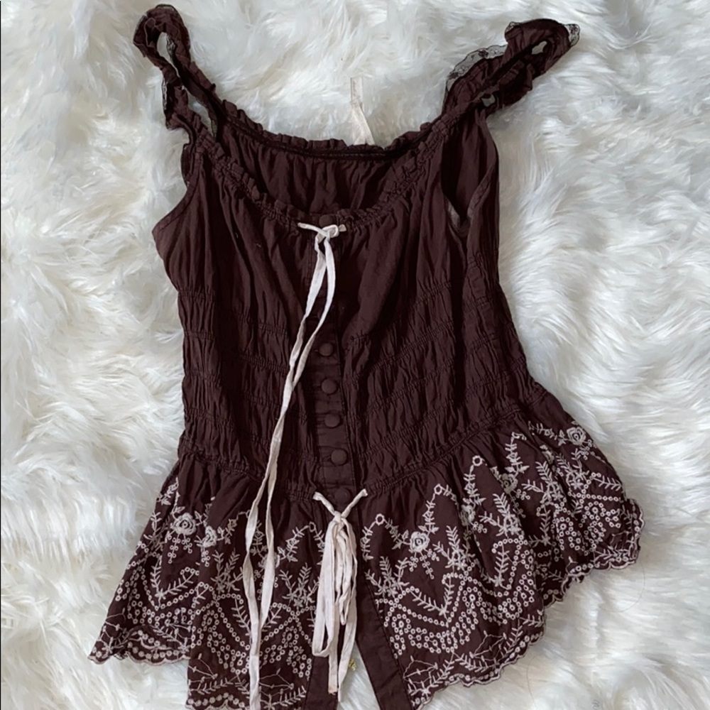 Cute brown fitted summer top